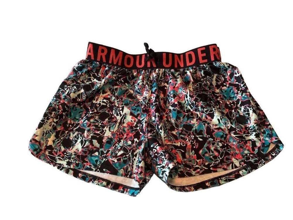 Under Armour Girls' HeatGear Play Up Printed Athletic Shorts YLG A730